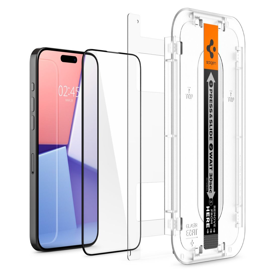 Spigen iPhone 15 Pro Max Glass tR EZ Fit FC Black (2 Pack) Spigen iPhone 15 Pro Max Glass tR EZ Fit FC Black (2 Pack)