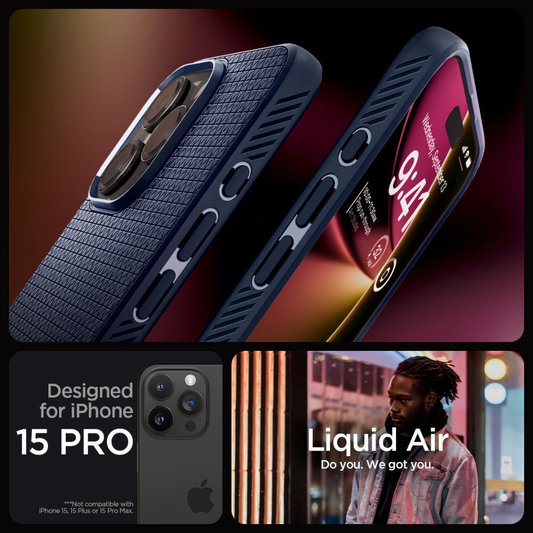 Spigen iPhone 15 Pro Case Liquid Air Navy Blue Spigen iPhone 15 Pro Case Liquid Air Navy Blue