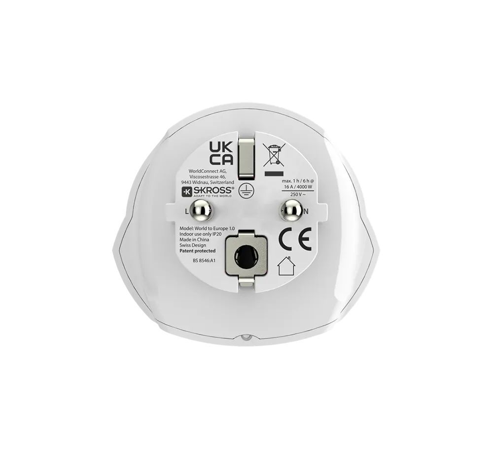 SKROSS Európába utazóknak földelt Adapter White SKROSS Európába utazóknak földelt Adapter White