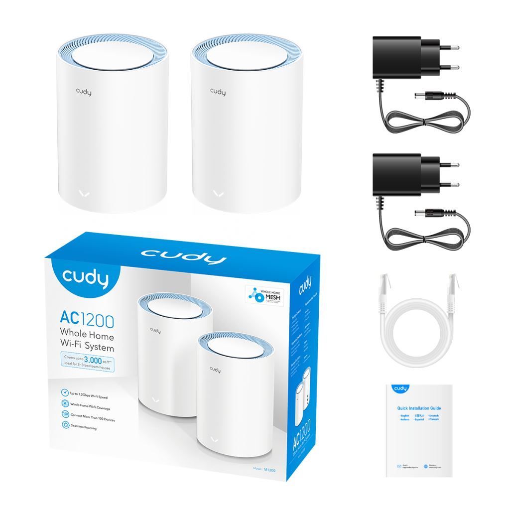 Cudy M1200 AC1200 Dual Band Whole Home Wi-Fi Mesh System (2-Pack) Cudy M1200 AC1200 Dual Band Whole Home Wi-Fi Mesh System (2-Pack)