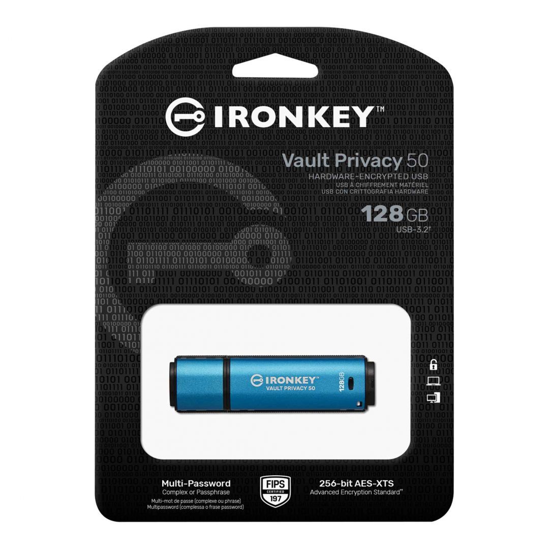 Kingston 128GB IronKey Vault Privacy 50 USB3.2 Blue