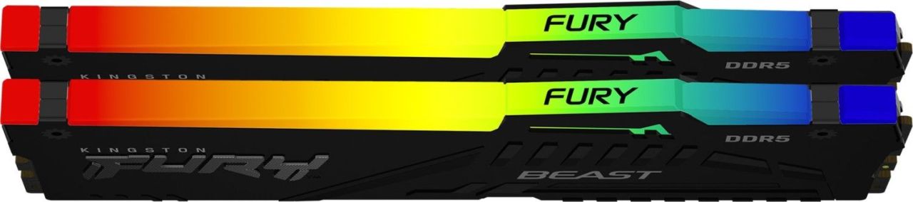 Kingston 128GB DDR5 5200MHz Kit(4x32GB) Fury Beast RGB Black Kingston 128GB DDR5 5200MHz Kit(4x32GB) Fury Beast RGB Black