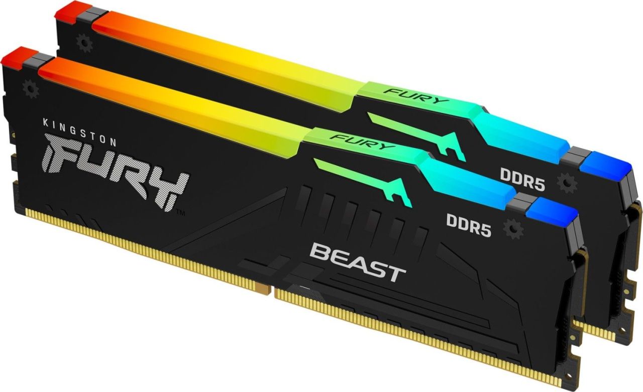 Kingston 128GB DDR5 5200MHz Kit(4x32GB) Fury Beast RGB Black Kingston 128GB DDR5 5200MHz Kit(4x32GB) Fury Beast RGB Black