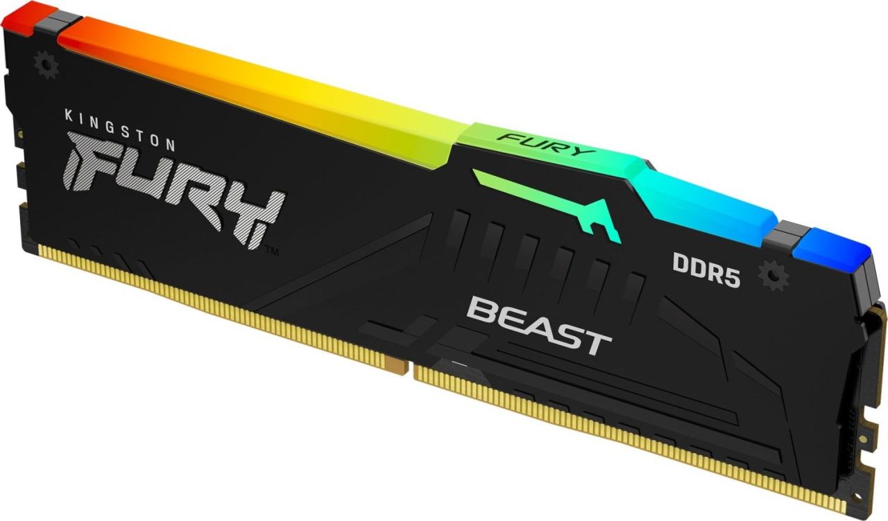 Kingston 128GB DDR5 5200MHz Kit(4x32GB) Fury Beast RGB Black Kingston 128GB DDR5 5200MHz Kit(4x32GB) Fury Beast RGB Black