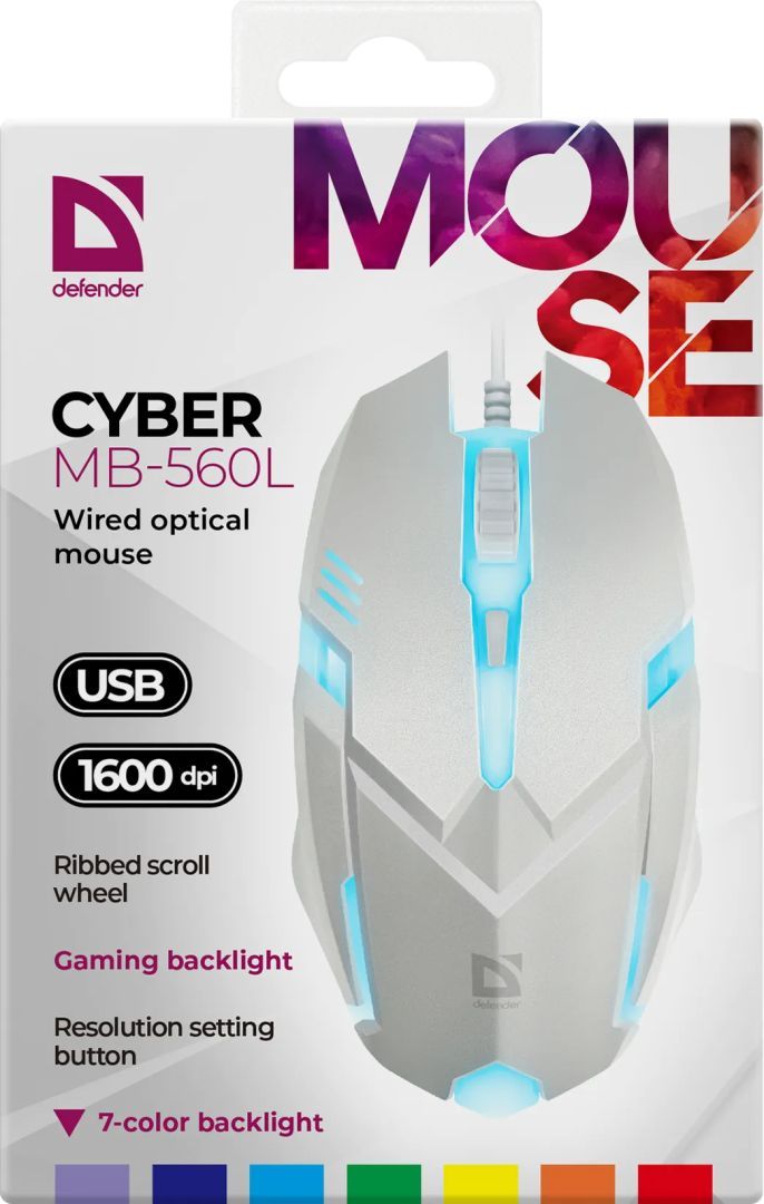 Defender Cyber MB-560L RGB Gaming Mouse White Defender Cyber MB-560L RGB Gaming Mouse White