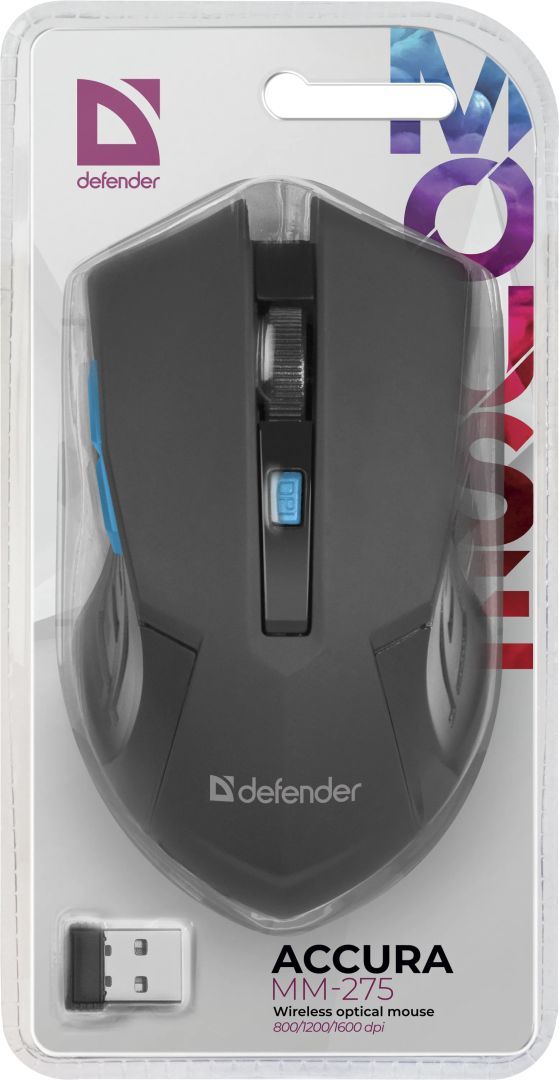 Defender RF Accura MM-275 Wireless Mouse Black/Blue Defender RF Accura MM-275 Wireless Mouse Black/Blue