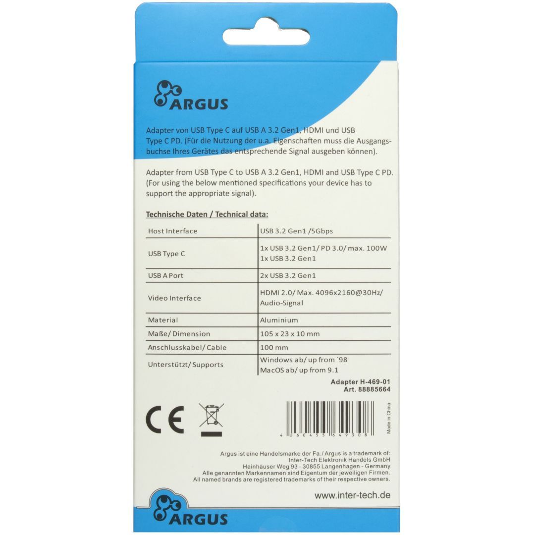 Inter-Tech H-469-01 5-in-1 USB-C adapter Inter-Tech H-469-01 5-in-1 USB-C adapter