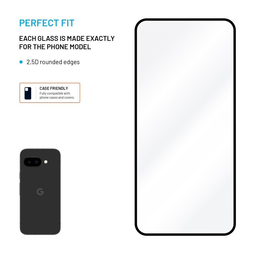 FIXED teljes képernyőt védő edzett üveg Google Pixel 9a készülékhez, fekete FIXED teljes képernyőt védő edzett üveg Google Pixel 9a készülékhez, fekete