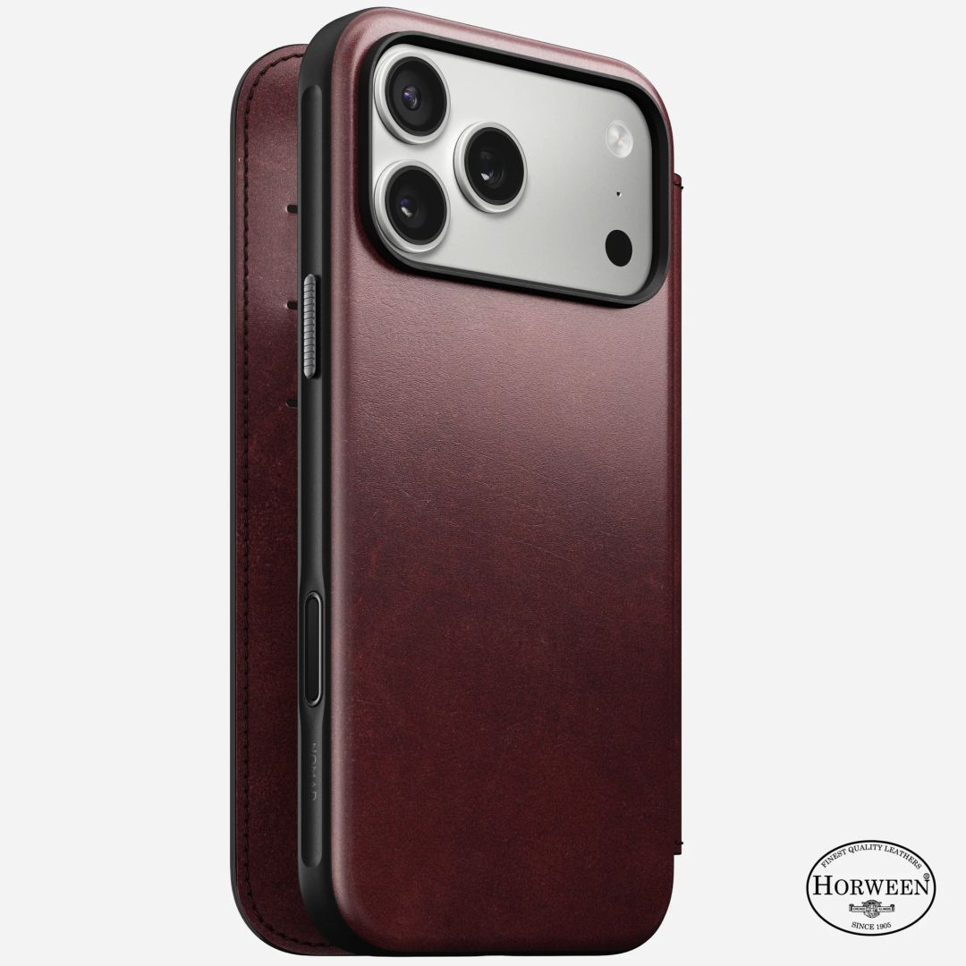 Nomad Modern Leather Folio (Horween) for iPhone 17 Pro Max Burgundy Nomad Modern Leather Folio (Horween) for iPhone 17 Pro Max Burgundy
