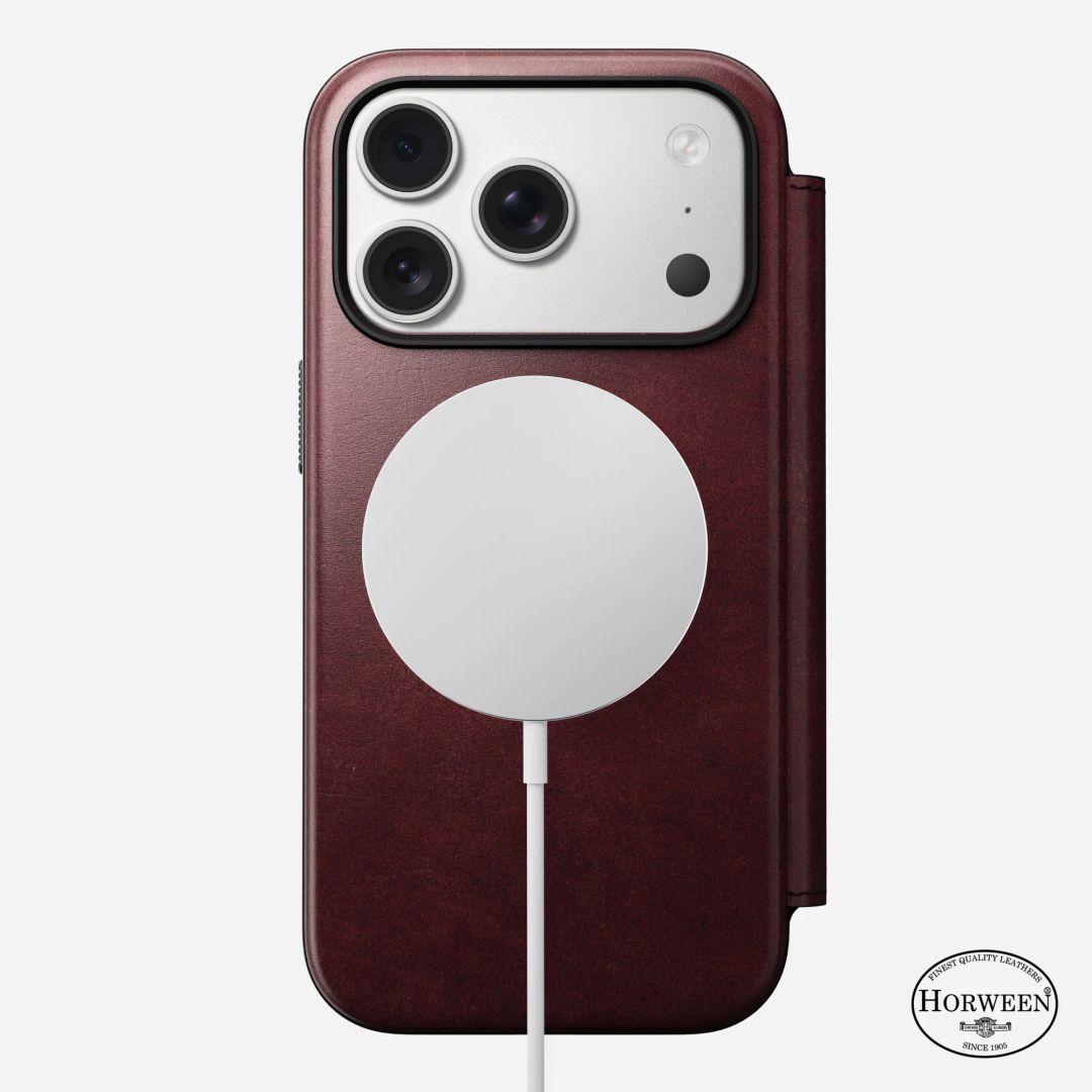 Nomad Modern Leather Folio (Horween) for iPhone 17 Pro Burgundy Nomad Modern Leather Folio (Horween) for iPhone 17 Pro Burgundy
