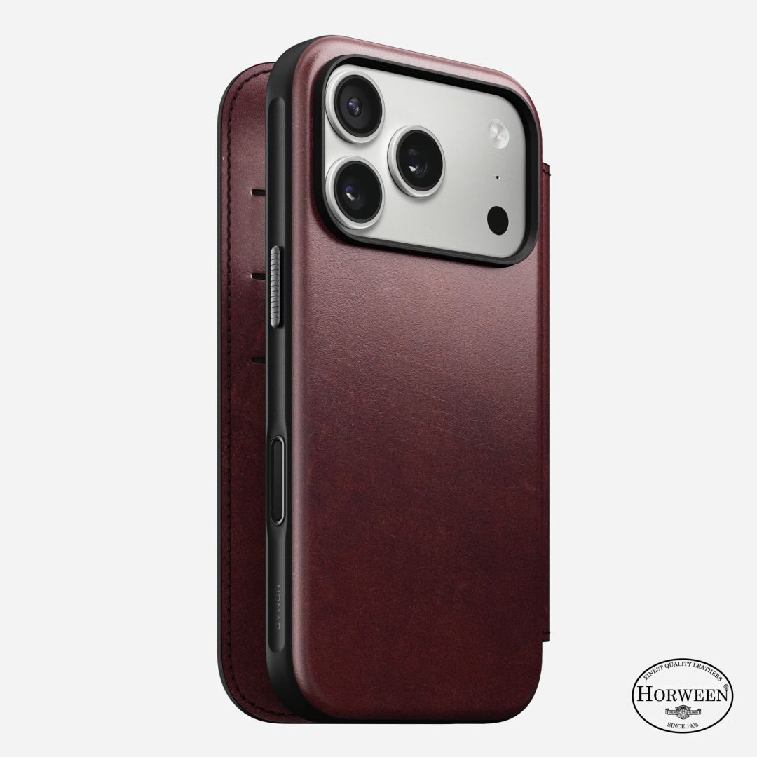 Nomad Modern Leather Folio (Horween) for iPhone 17 Pro Burgundy Nomad Modern Leather Folio (Horween) for iPhone 17 Pro Burgundy