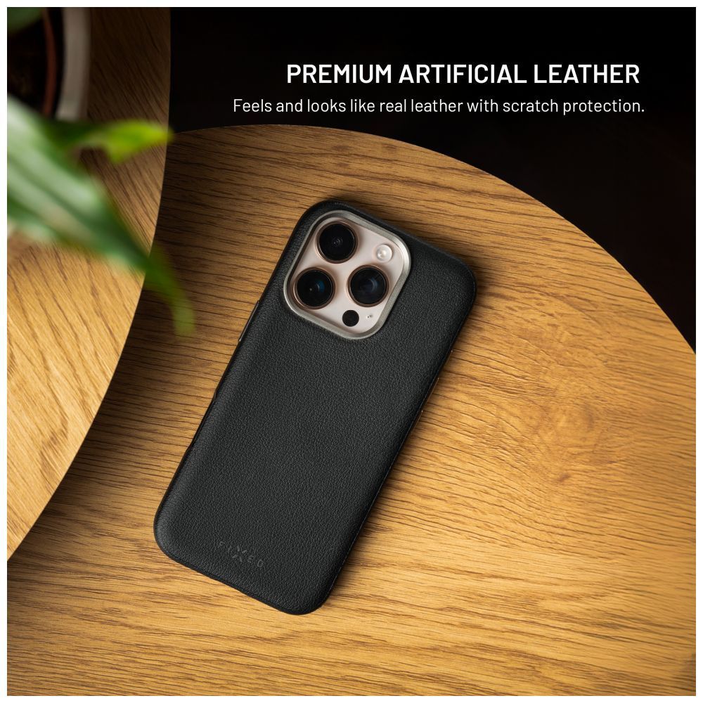 FIXED MagLeather telefontok Apple iPhone 17 telefonhoz, fekete