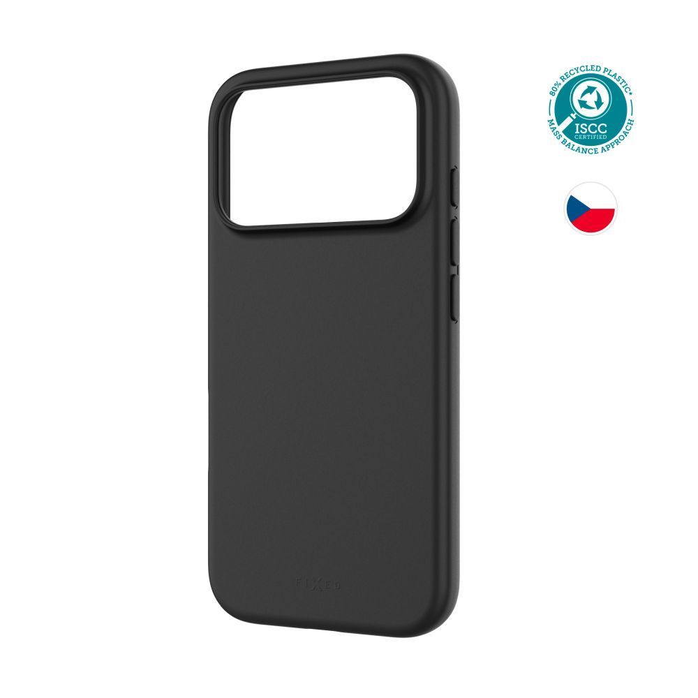 FIXED újrahasznosított anyagból készült TPU hátlap Apple iPhone 17 Pro készülékhez, fekete FIXED újrahasznosított anyagból készült TPU hátlap Apple iPhone 17 Pro készülékhez, fekete