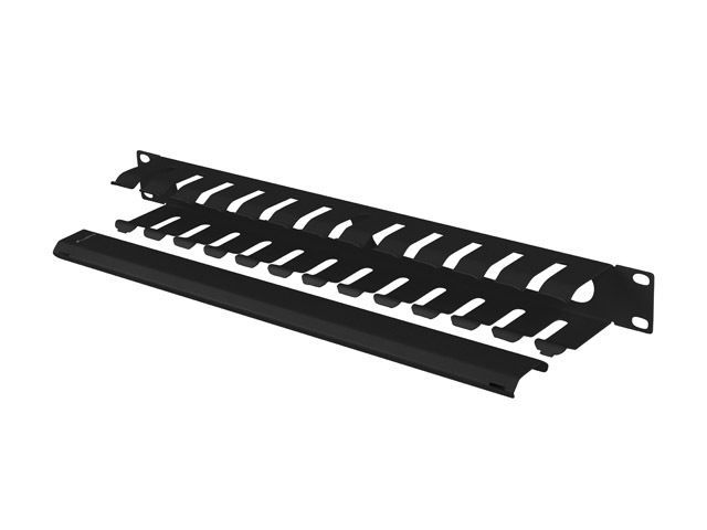 Lanberg 19" 1U kábelrendező levehető fedéllel átvezető nyílással Black Lanberg 19" 1U kábelrendező levehető fedéllel átvezető nyílással Black