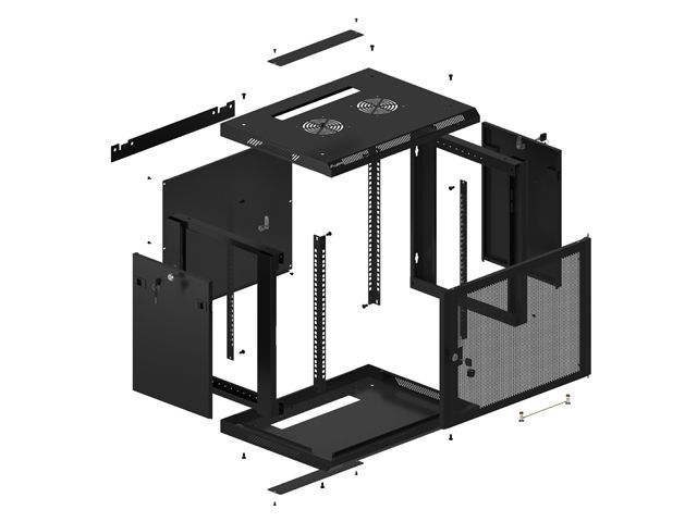 Lanberg 19" 9U Falra szerelhető Rackszekrény performált ajtóval Black Lanberg 19" 9U Falra szerelhető Rackszekrény performált ajtóval Black