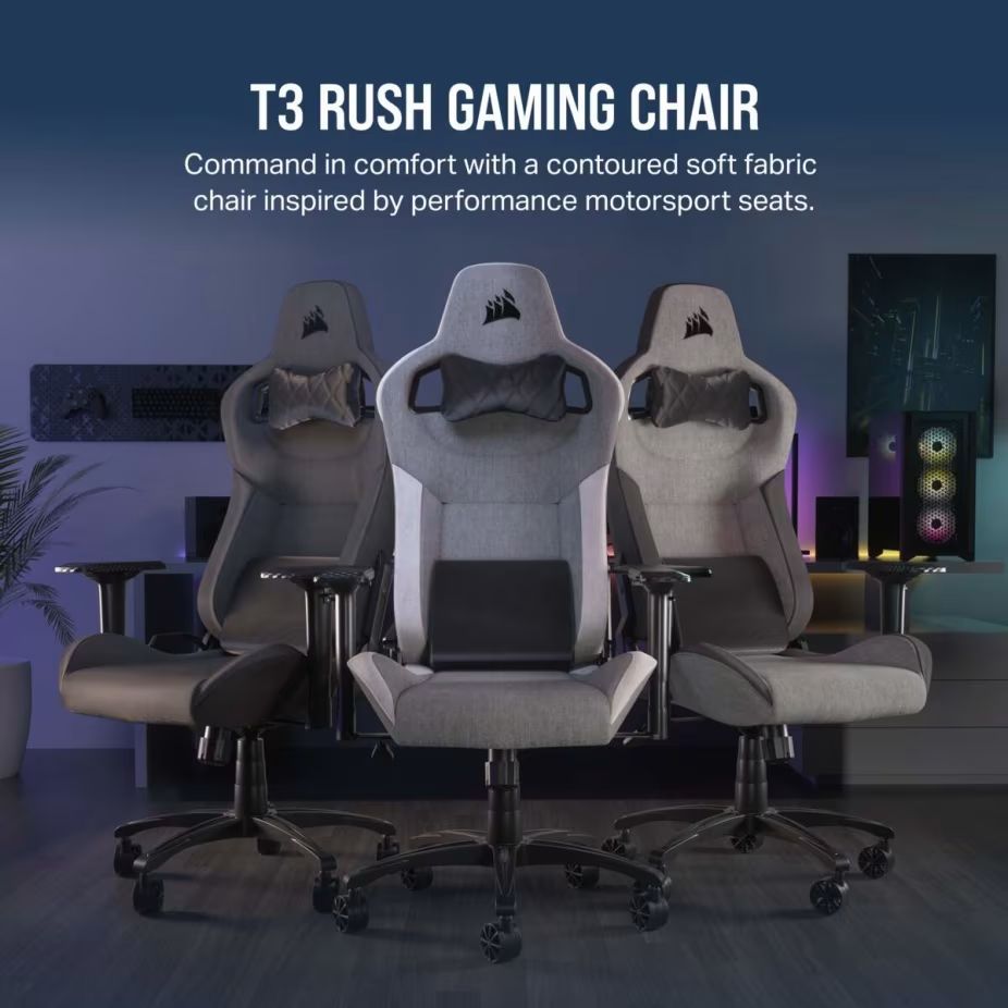 Corsair T3 Rush (2023) Gaming Chair Grey/White