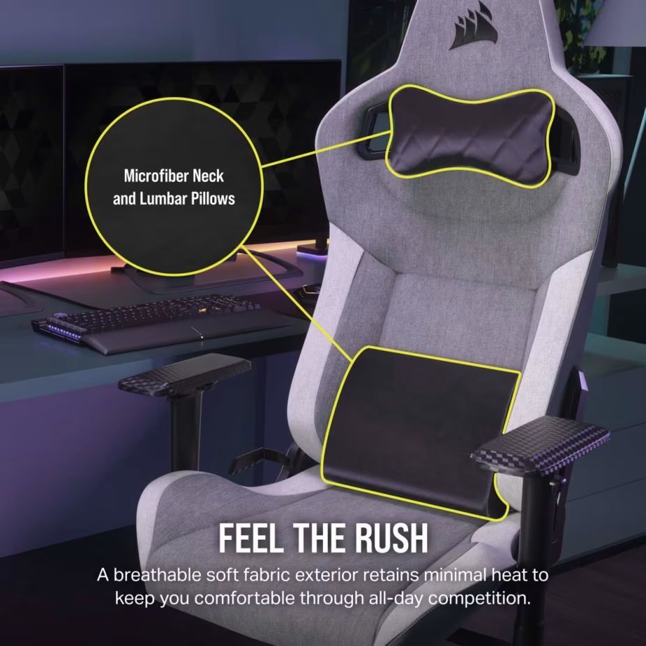 Corsair T3 Rush (2023) Gaming Chair Grey/White