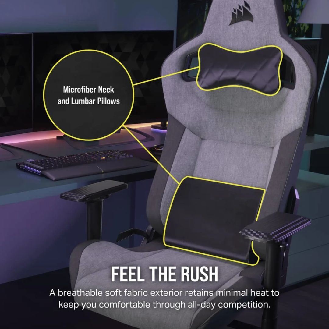 Corsair T3 Rush (2023) Gaming Chair Grey/Charcoal Corsair T3 Rush (2023) Gaming Chair Grey/Charcoal