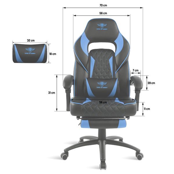 Spirit Of Gamer Mustang Gaming Chair Black/Blue Spirit Of Gamer Mustang Gaming Chair Black/Blue