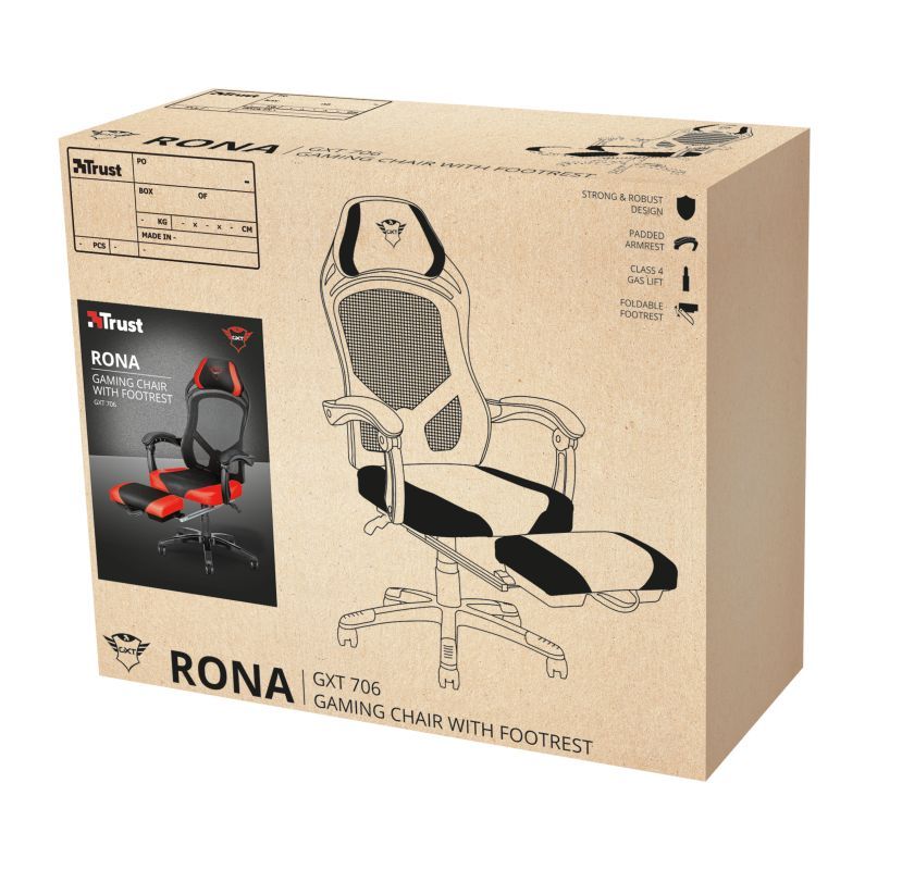 Trust GXT 706 Rona Gaming Chair with footrest Black/Red