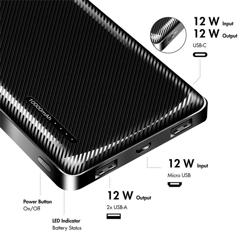 Logilink 10000 mAh Powerbank Black Logilink 10000 mAh Powerbank Black