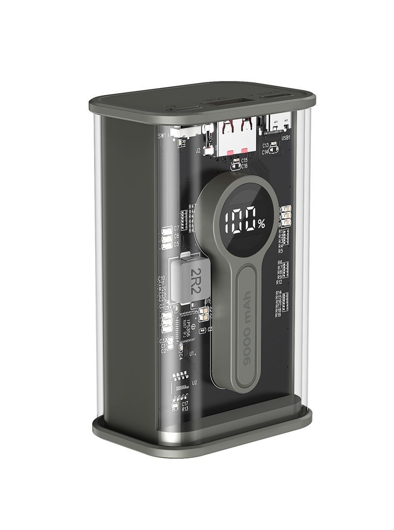 Gembird Transparent QC3.0 Quick Charging 9000mAh Powerbank Black Gembird Transparent QC3.0 Quick Charging 9000mAh Powerbank Black