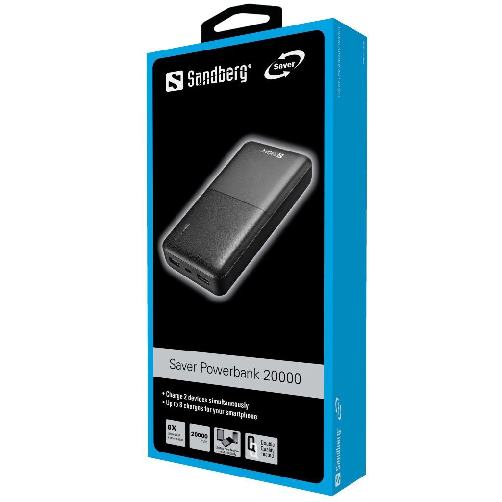 Sandberg Saver 20000mAh Powerbank Black Sandberg Saver 20000mAh Powerbank Black