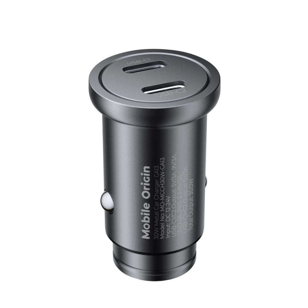 Mobile Origin Metal Car Charger 30W CA13, 2x USB-C Black Mobile Origin Metal Car Charger 30W CA13, 2x USB-C Black
