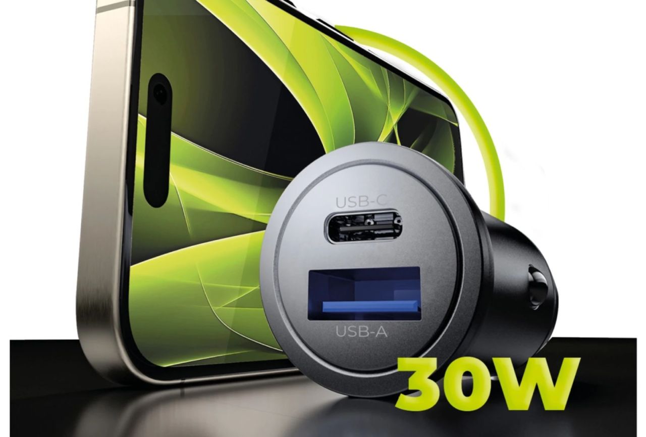 Mobile Origin Metal Car Charger 30W CA12 USB-C, USB-A Black