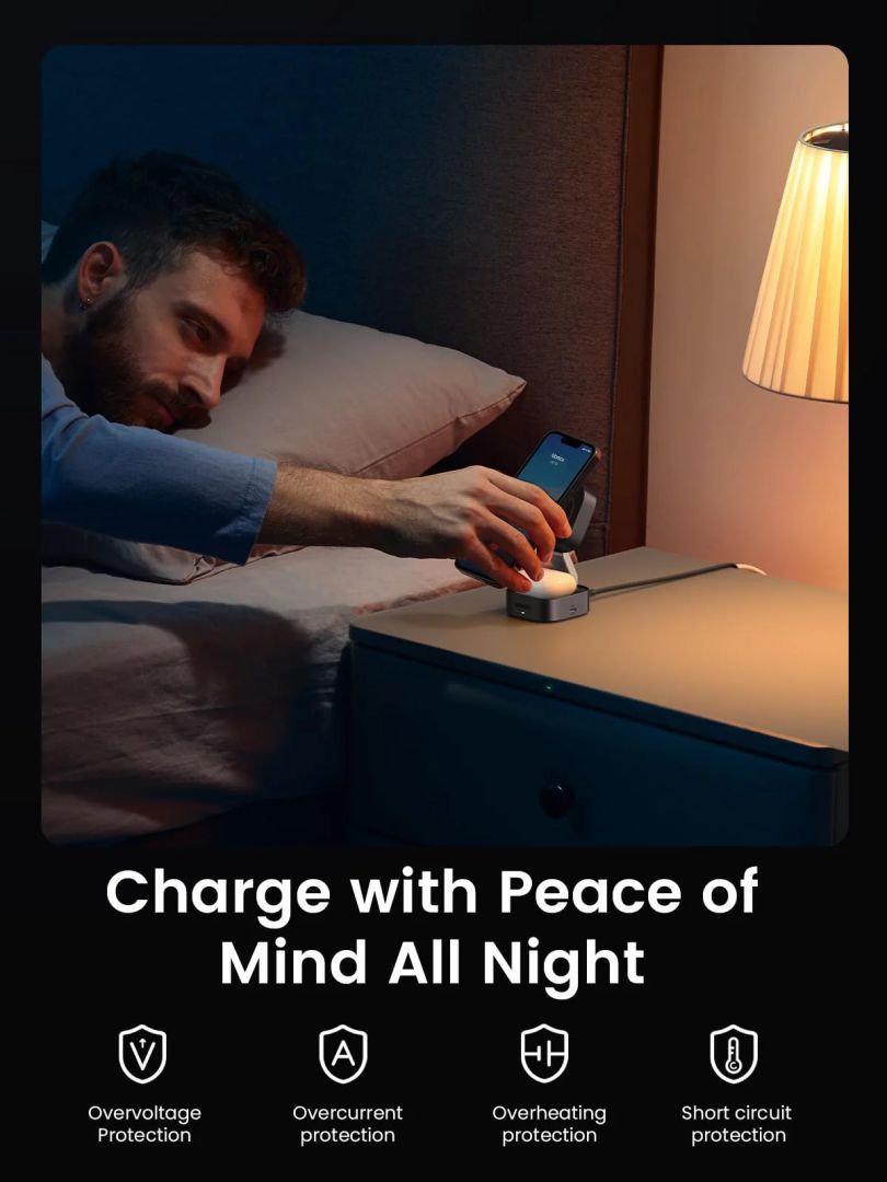 UGREEN Qi2 15W MagFlow 2-in-1 Wireless Charger Grey