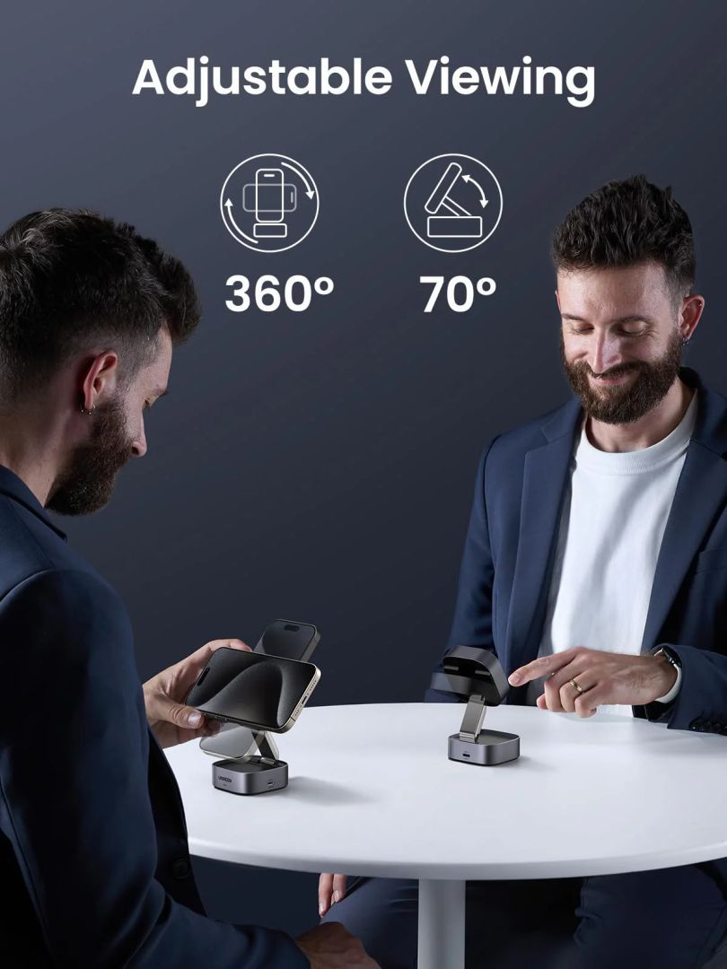 UGREEN Qi2 15W MagFlow 2-in-1 Wireless Charger Grey