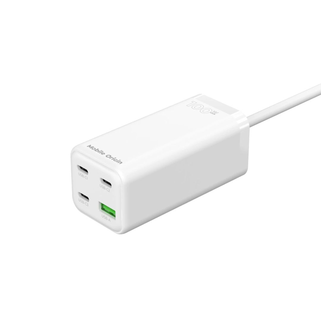 Mobile Origin GaN 100W Compact MultiHub Charger PW18 with 3x USB-C + USB-A