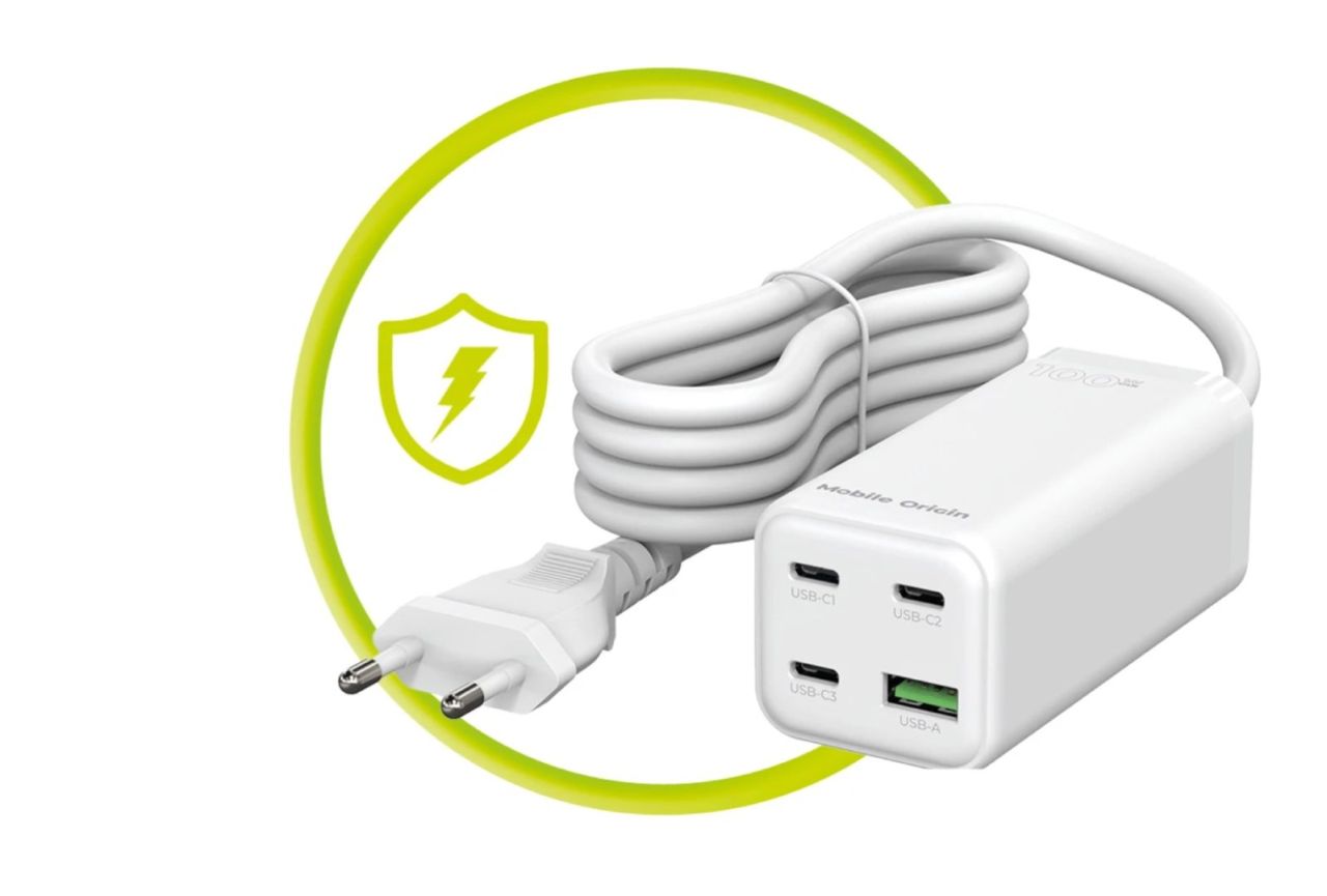 Mobile Origin GaN 100W Compact MultiHub Charger PW18 with 3x USB-C + USB-A