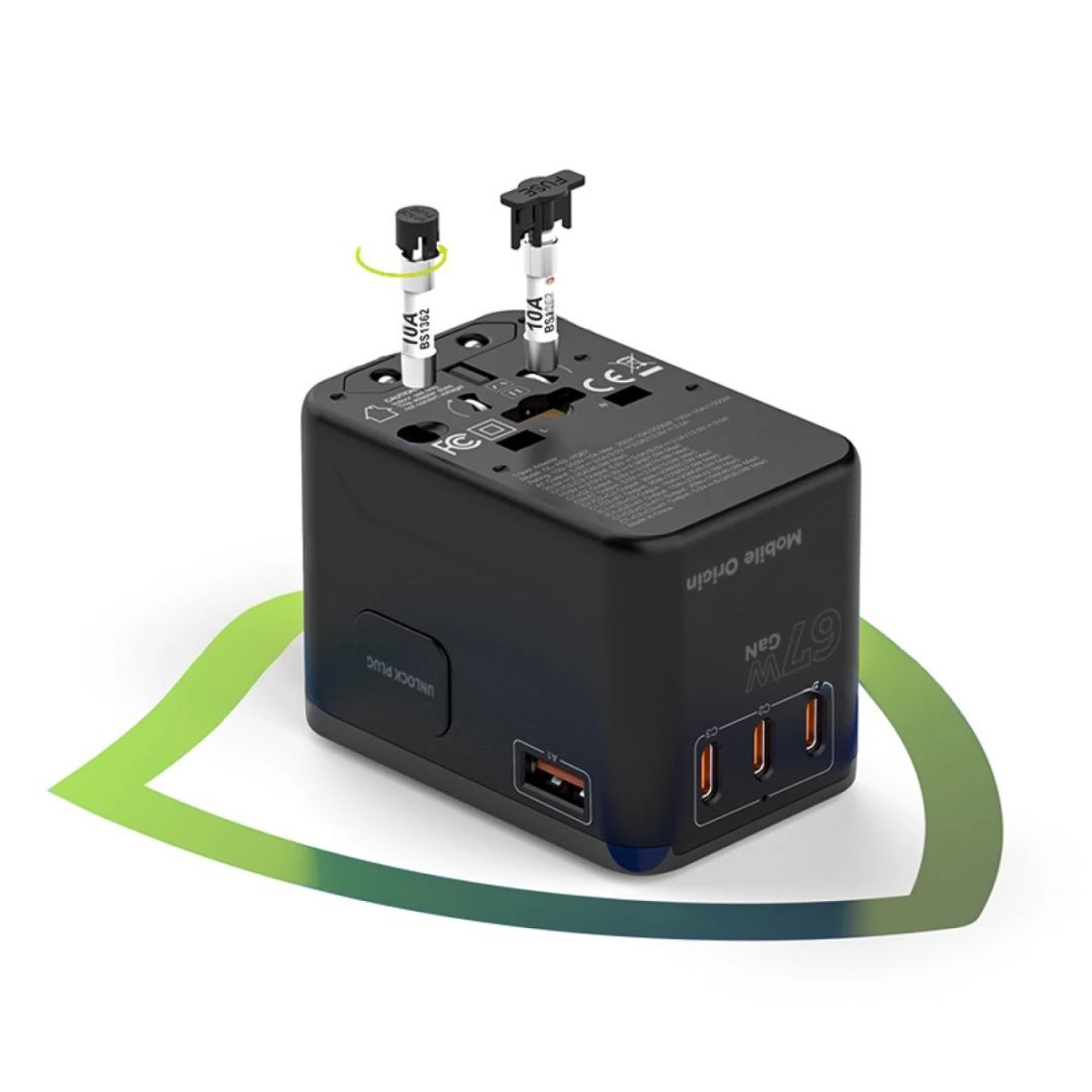 Mobile Origin GaN 67W Travel Adapter PW5 EU/UK/US/AUS, 3x USB-C + USB-A