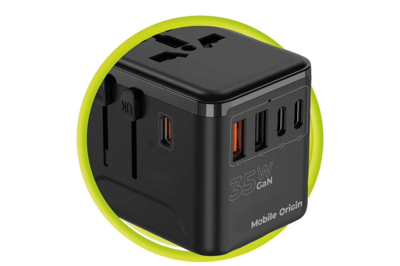 Mobile Origin GaN 35W Travel Adapter PW4 EU/UK/US/AUS, 3x USB-C + 2x USB-A 