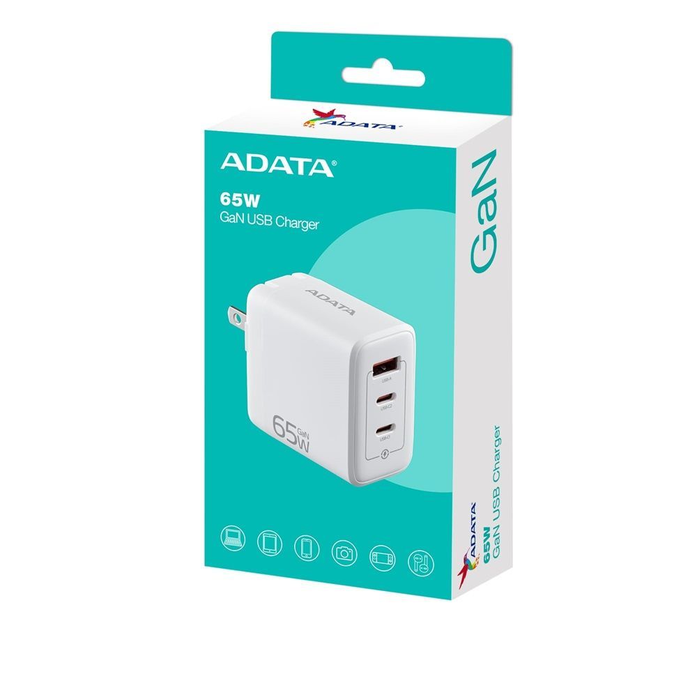 A-Data 65W GaN USB Charger White A-Data 65W GaN USB Charger White