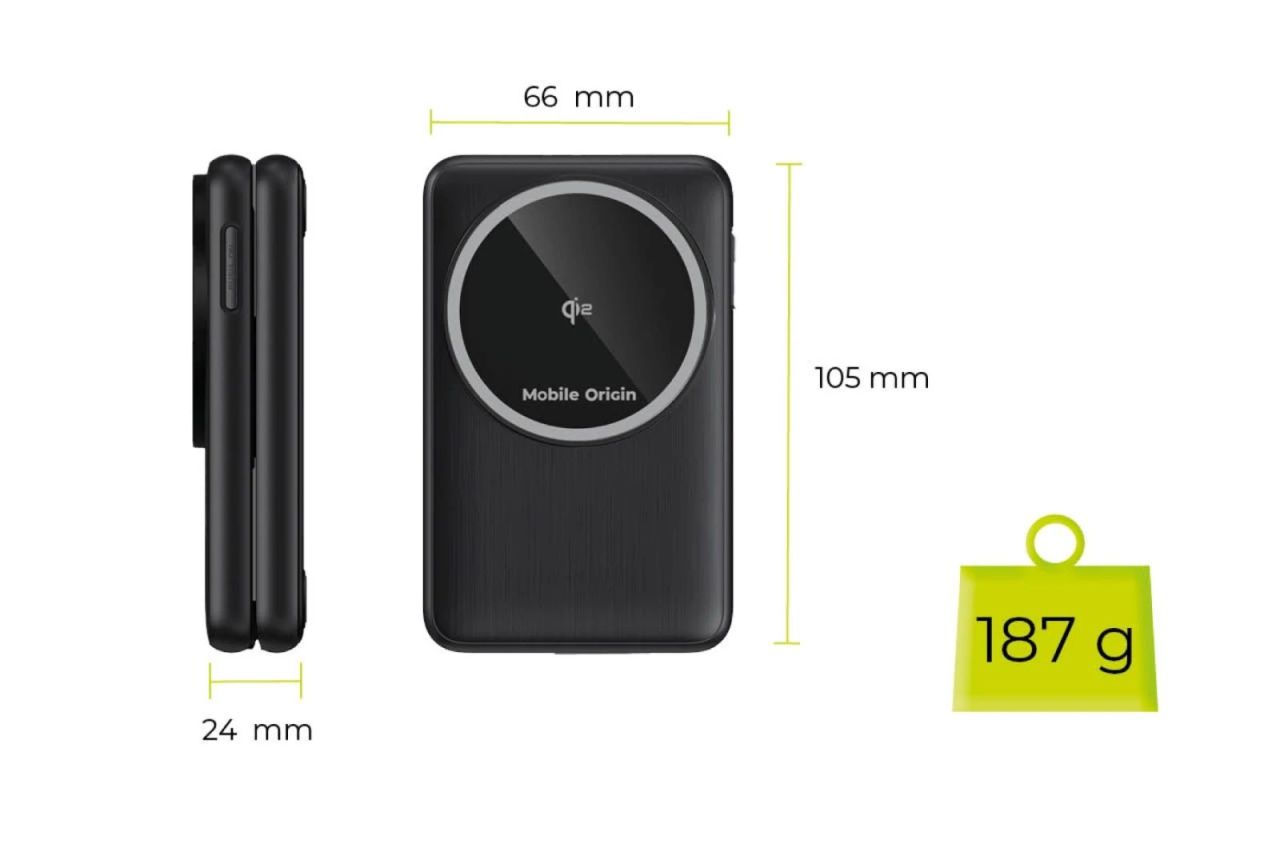 Mobile Origin 3in1 Foldable Qi2 Charger PW8 Black