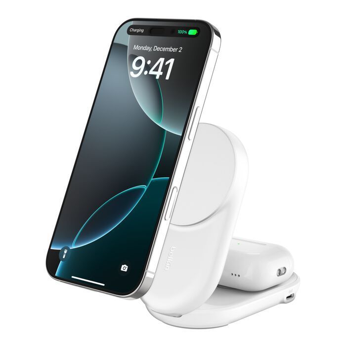 Belkin UltraCharge 25W Qi2 magnetic 2-in-1 Charger White Belkin UltraCharge 25W Qi2 magnetic 2-in-1 Charger White