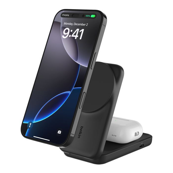Belkin UltraCharge 25W Qi2 magnetic 2-in-1 Charger Black Belkin UltraCharge 25W Qi2 magnetic 2-in-1 Charger Black
