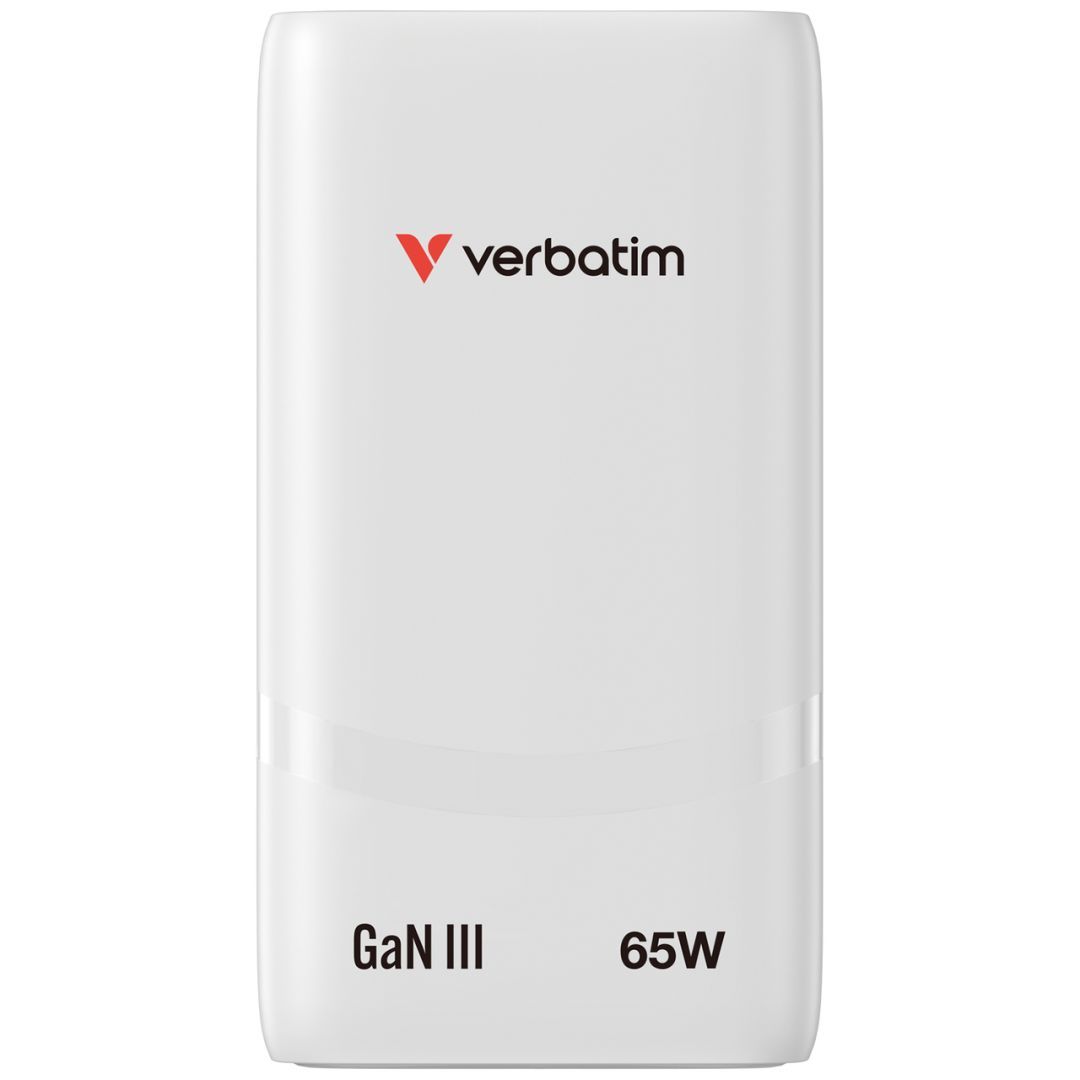 Verbatim Fold ''n'' Go GaN Charger 65W 2-Port EU Plug White Verbatim Fold ''n'' Go GaN Charger 65W 2-Port EU Plug White