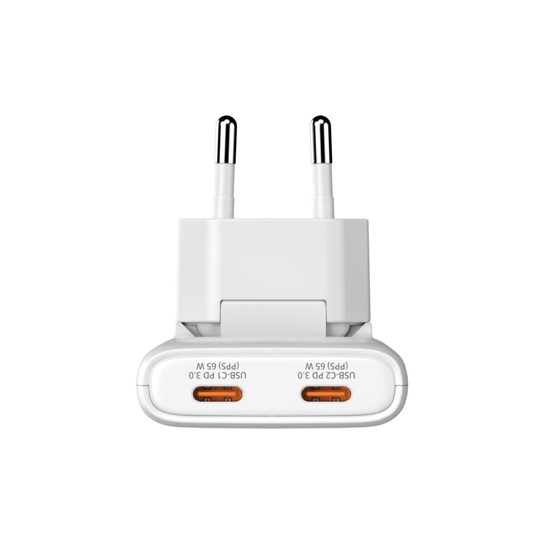 Verbatim Fold ''n'' Go GaN Charger 65W 2-Port EU Plug White Verbatim Fold ''n'' Go GaN Charger 65W 2-Port EU Plug White