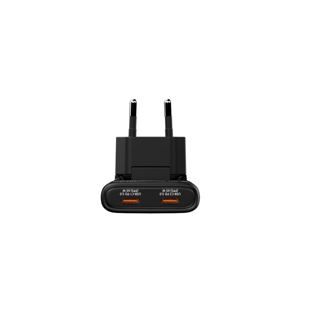 Verbatim Fold 'n' Go GaN Charger 65W 2-Port EU Plug Black Verbatim Fold 'n' Go GaN Charger 65W 2-Port EU Plug Black