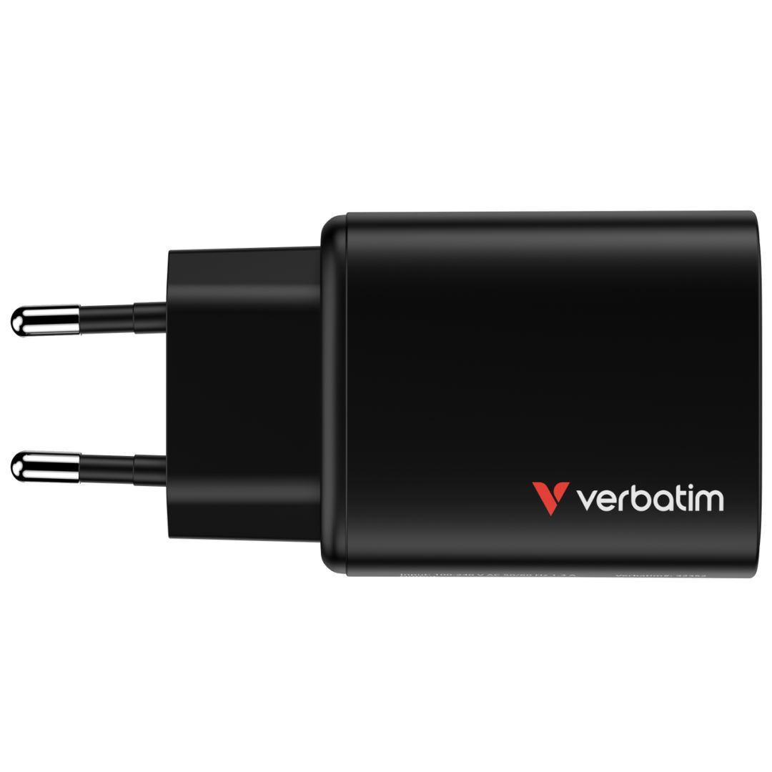 Verbatim Essentials GaN Wall Charger EU Plug 65W 3-Port Black Verbatim Essentials GaN Wall Charger EU Plug 65W 3-Port Black