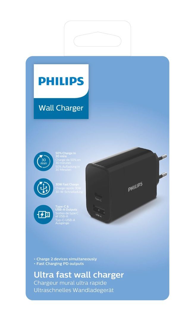 Philips DLP2621/12 High Power Dual Charger 30W Black Philips DLP2621/12 High Power Dual Charger 30W Black