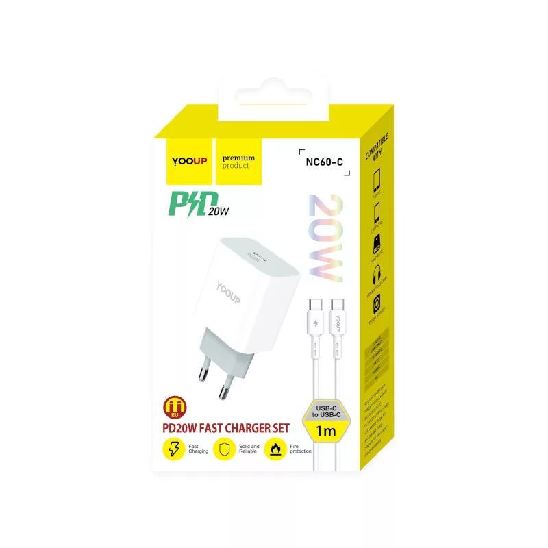 YOOUP NC60-C 20W USB-C cable 1m White YOOUP NC60-C 20W USB-C cable 1m White