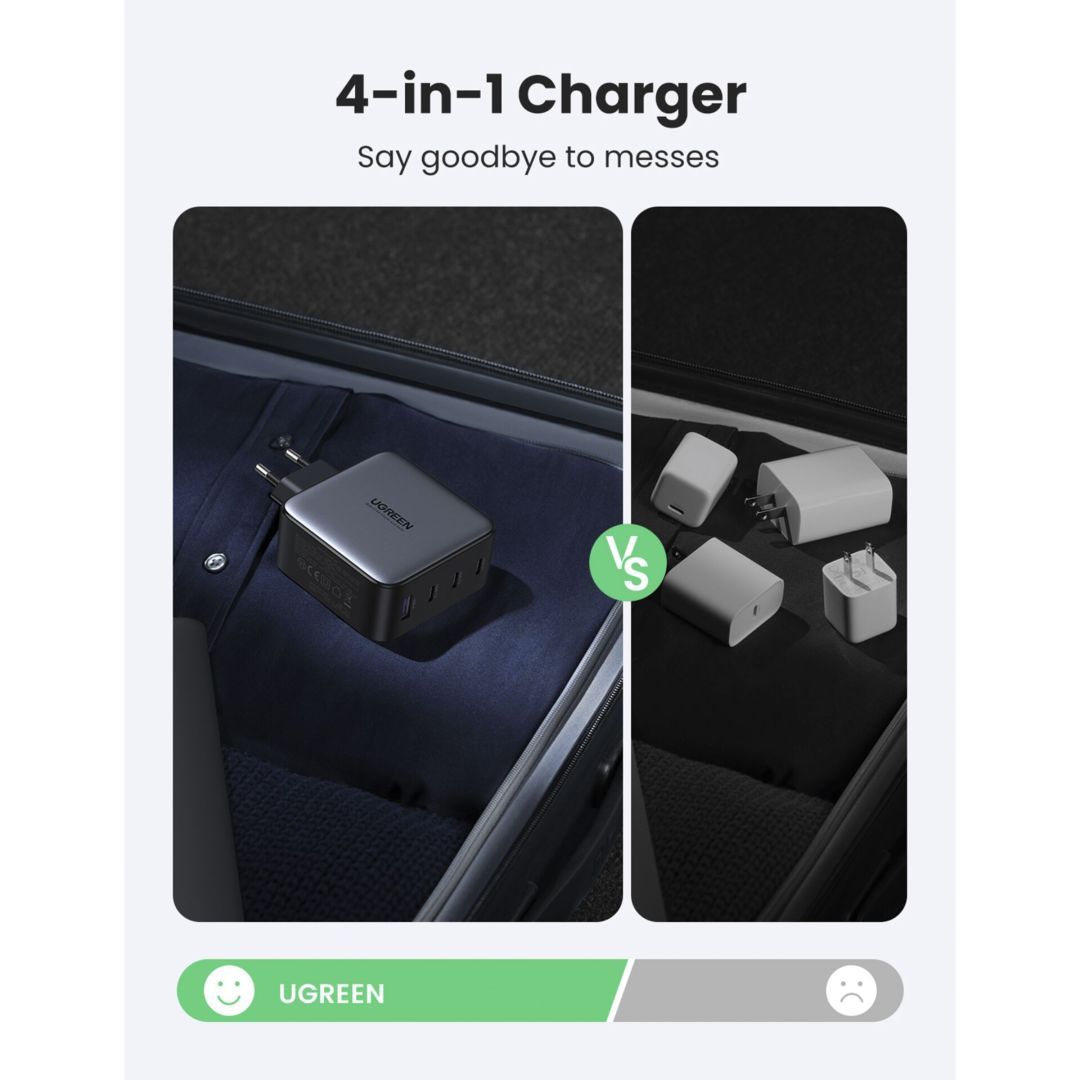 UGREEN USB-A+3xUSB-C 100W GaN Tech Fast Wall Charger EU Black UGREEN USB-A+3xUSB-C 100W GaN Tech Fast Wall Charger EU Black