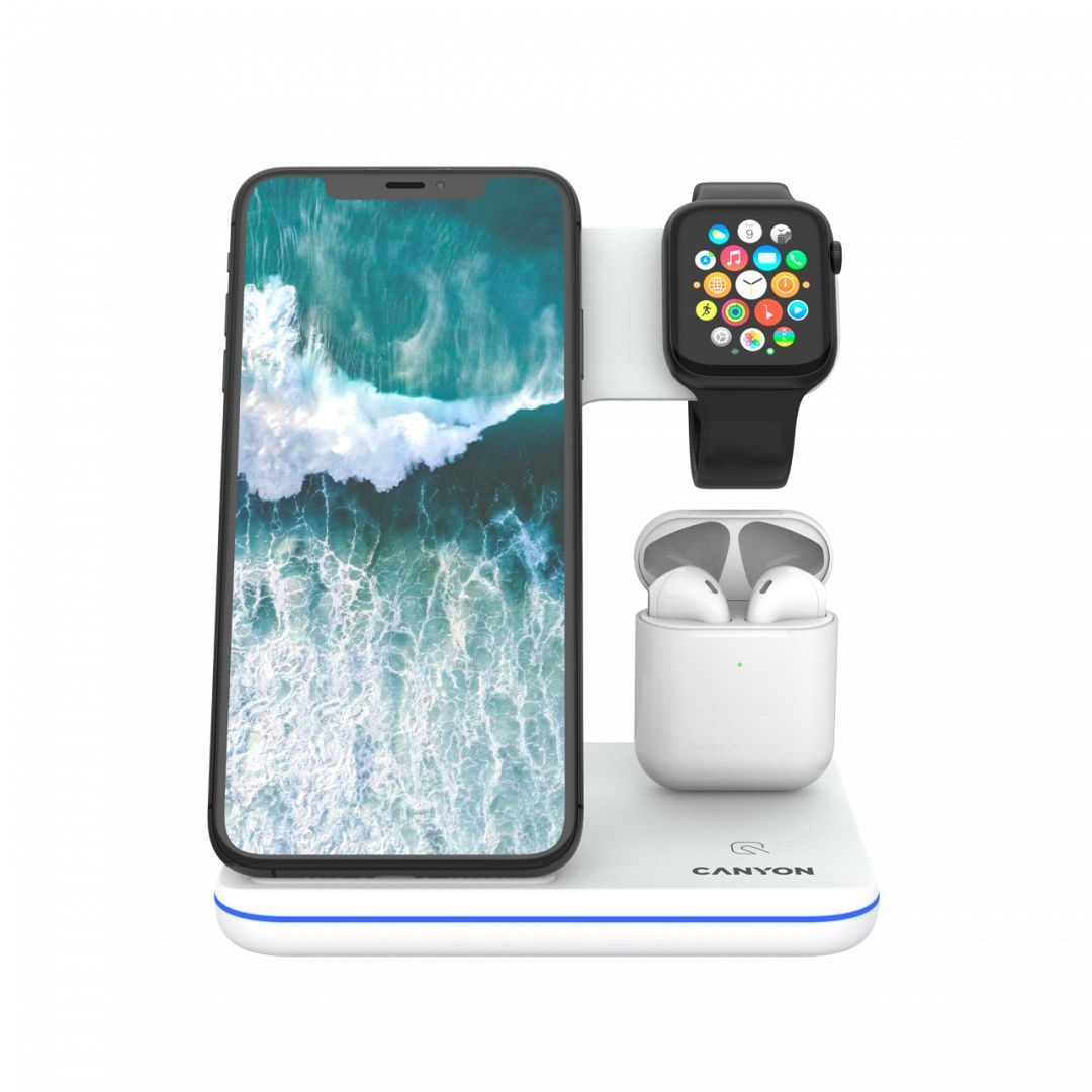 Canyon WS-302 3-in-1 Wireless Charging Station White Canyon WS-302 3-in-1 Wireless Charging Station White