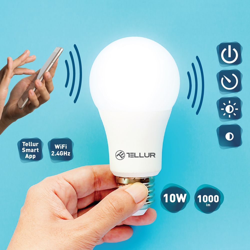 Tellur WiFi Bulb E27 10W White Dimmable Tellur WiFi Bulb E27 10W White Dimmable