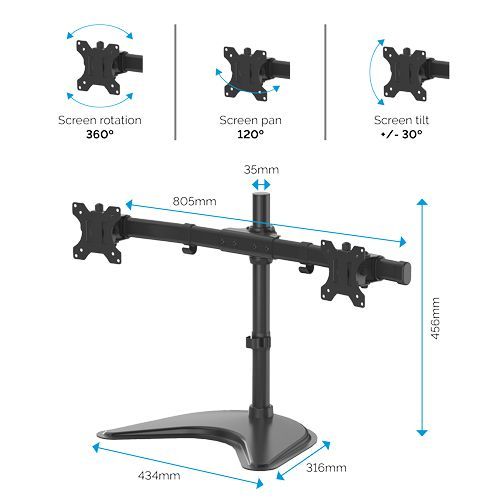 Fellowes Seasa Freestanding Dual Horizontal Monitor Arm Fellowes Seasa Freestanding Dual Horizontal Monitor Arm