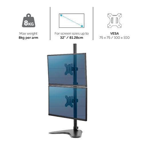 Fellowes Seasa Freestanding Dual Stacking Monitor Arm Fellowes Seasa Freestanding Dual Stacking Monitor Arm